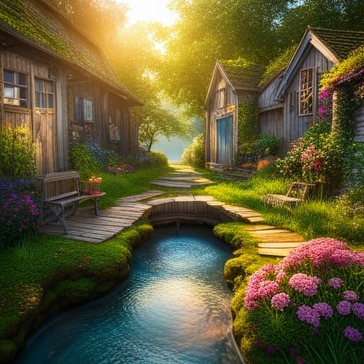 Mystical Yarn Garden in Hyperrealistic Detail