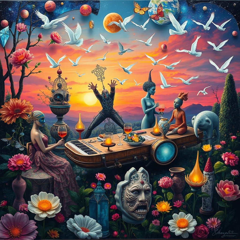 Surreal Garden Party in Fantasy Style