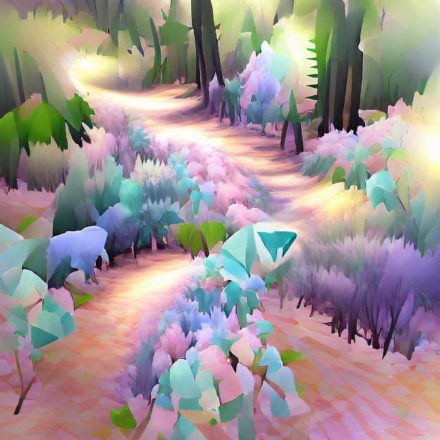 Pastel Forest Path Serene Dreamscape