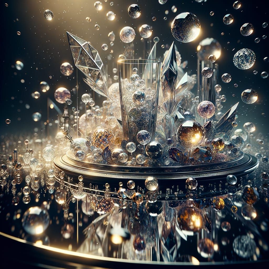 Reflecting Crystals on Glass Table: Digital Matte Painting