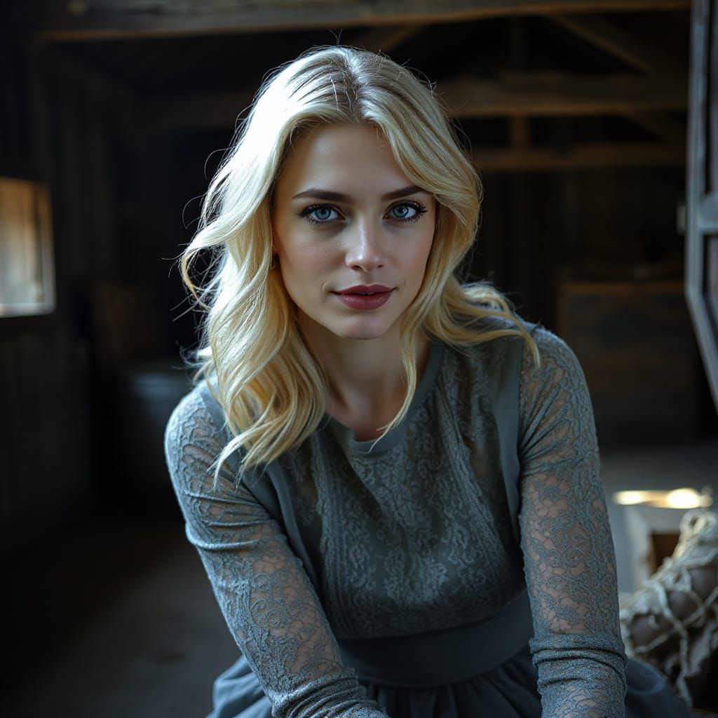 Enigmatic Dutch Woman in Rustic Barn Setting