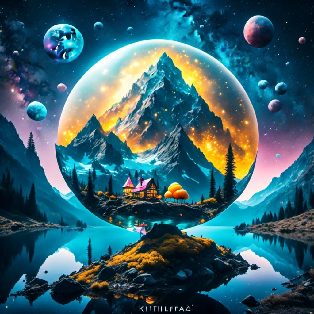 Surreal Polaroid of Magical Alchemy Ice-Cream