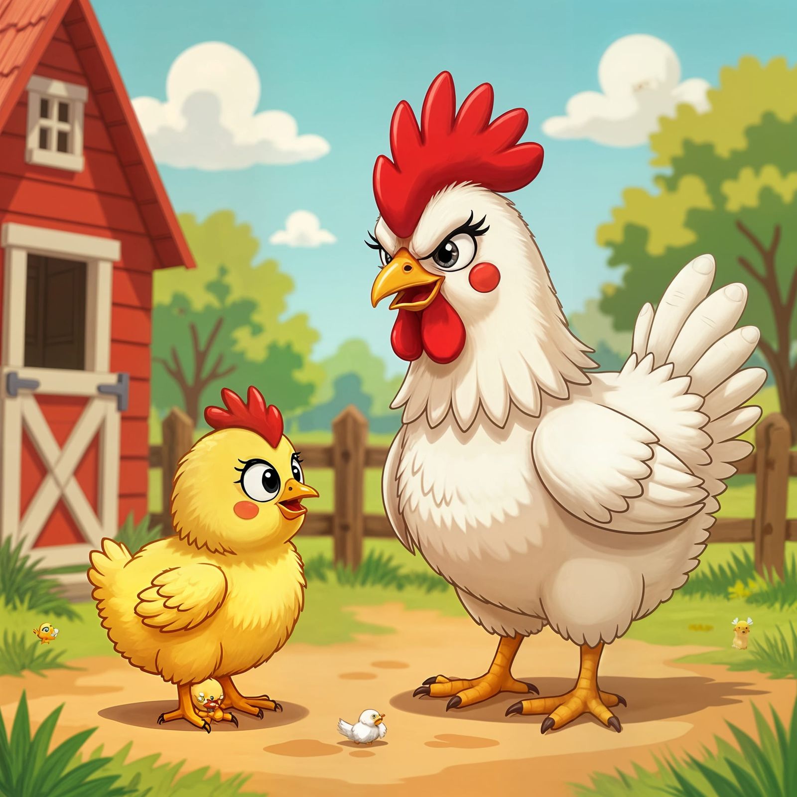 Angry Chick Scolding Scene in Cartoon Style