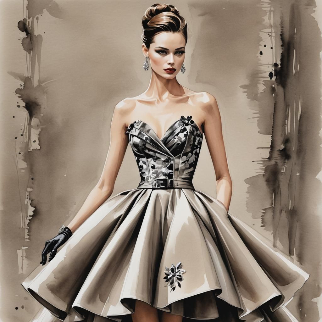 Daring Dior Design in Fashion Illustration Style