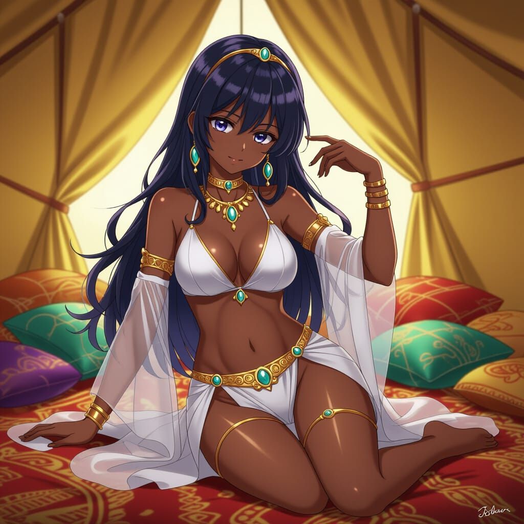 Anime Arabian Princess in Sensual Dancer Outfit