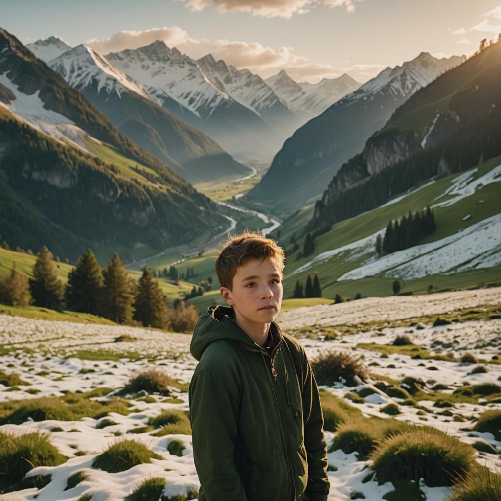 Boy in Hunza Valley at Golden Hour