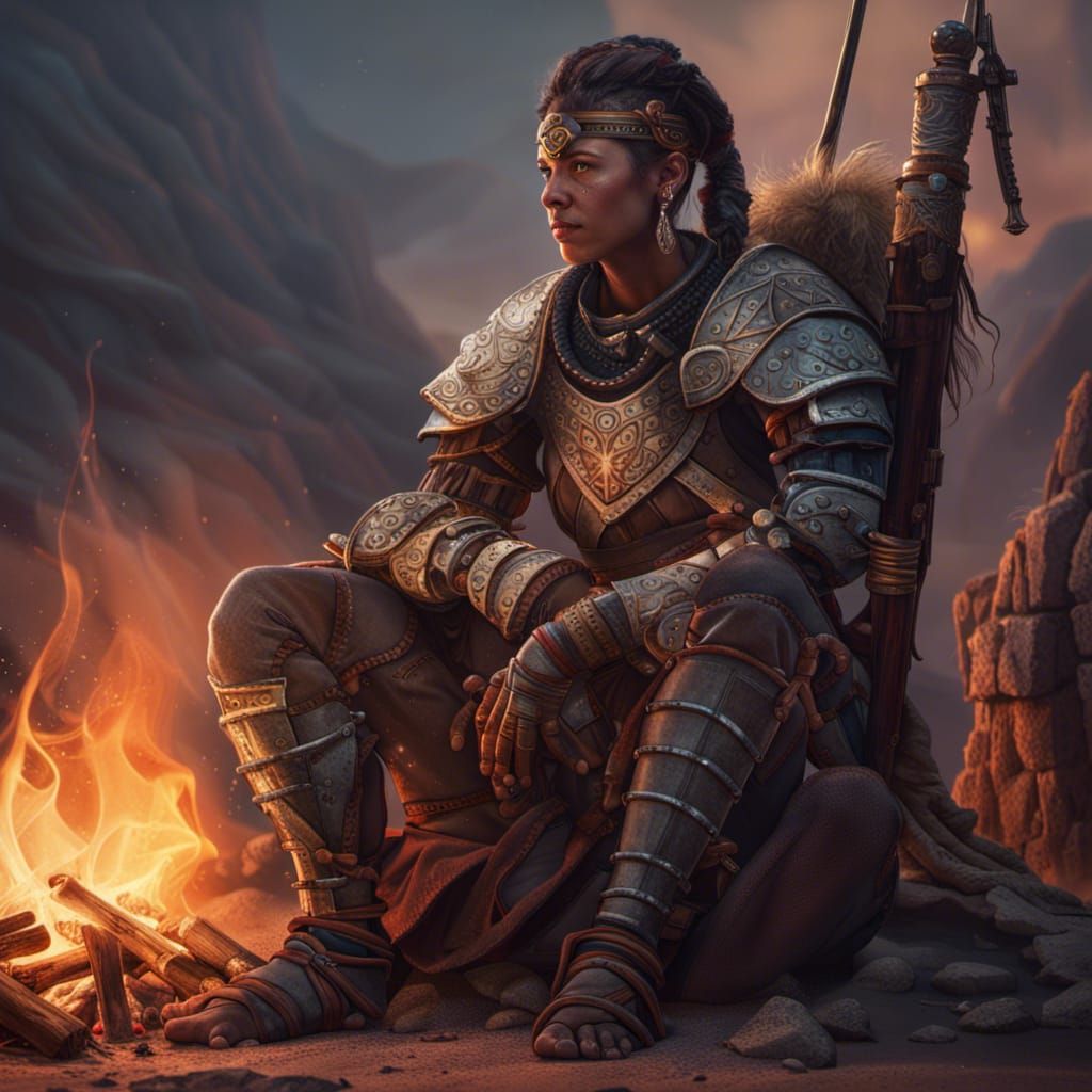Fantasy Desert Mercenary in Detailed Matte Painting