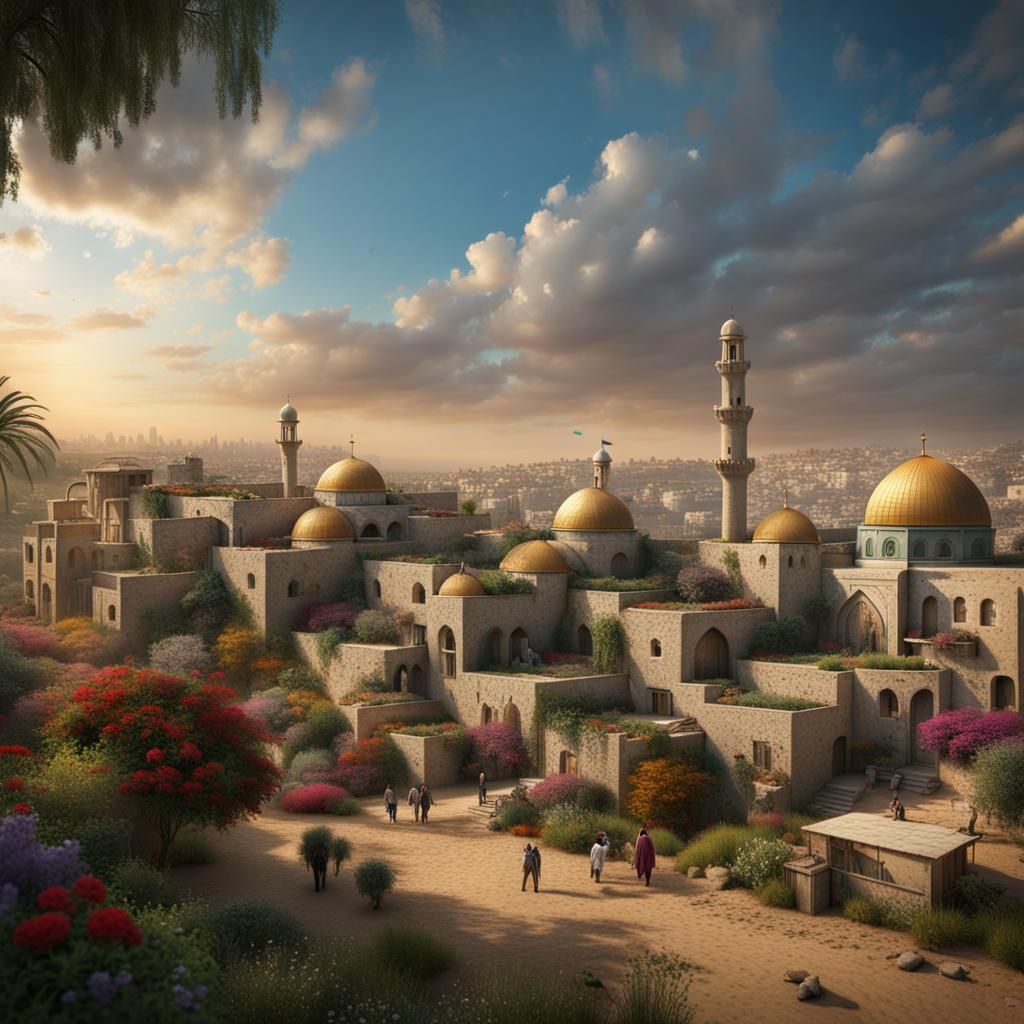 Gaza Peace Celebration: A Matte Painting of Hope