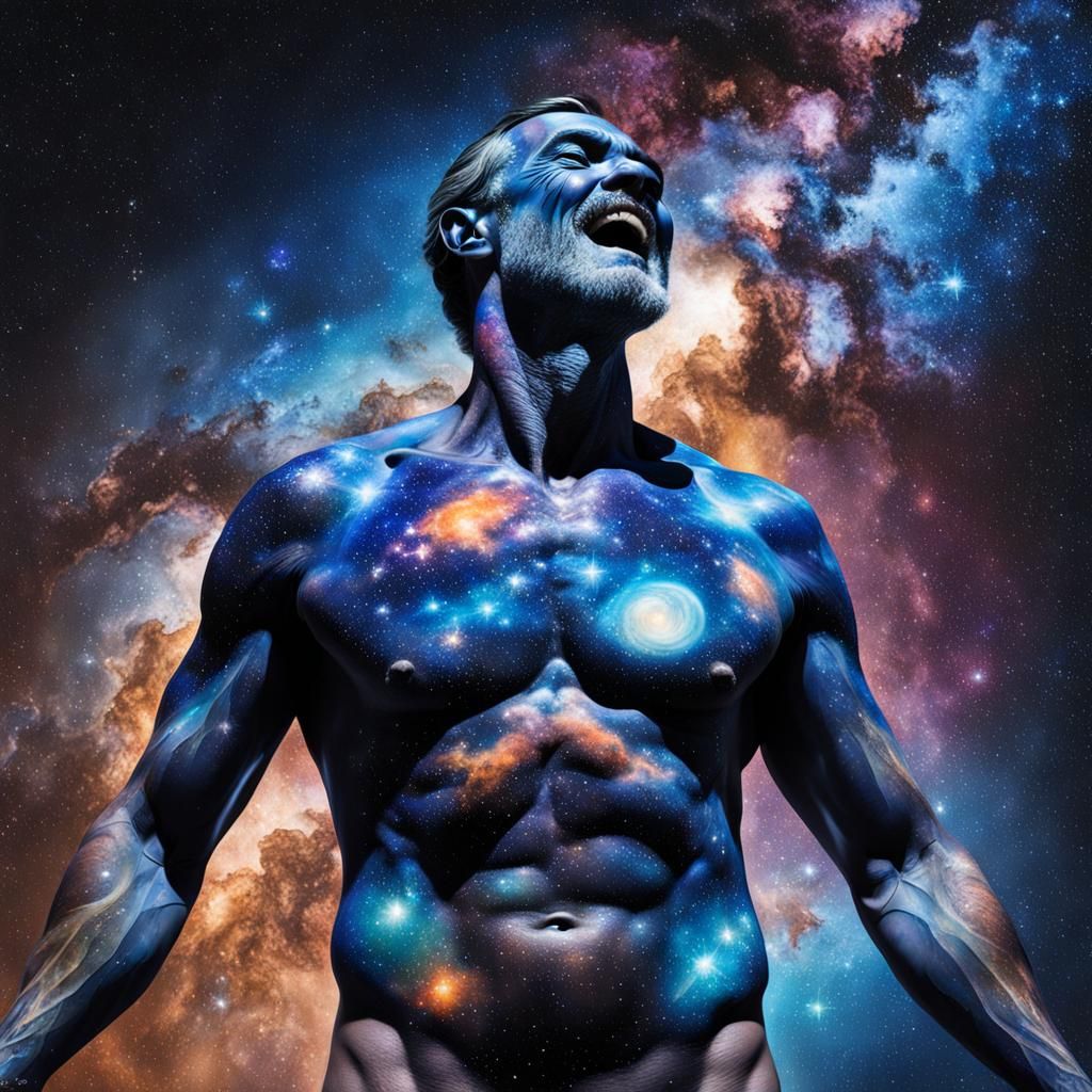 Milky Way Nebula Body Art: Hyperrealistic Splash Art