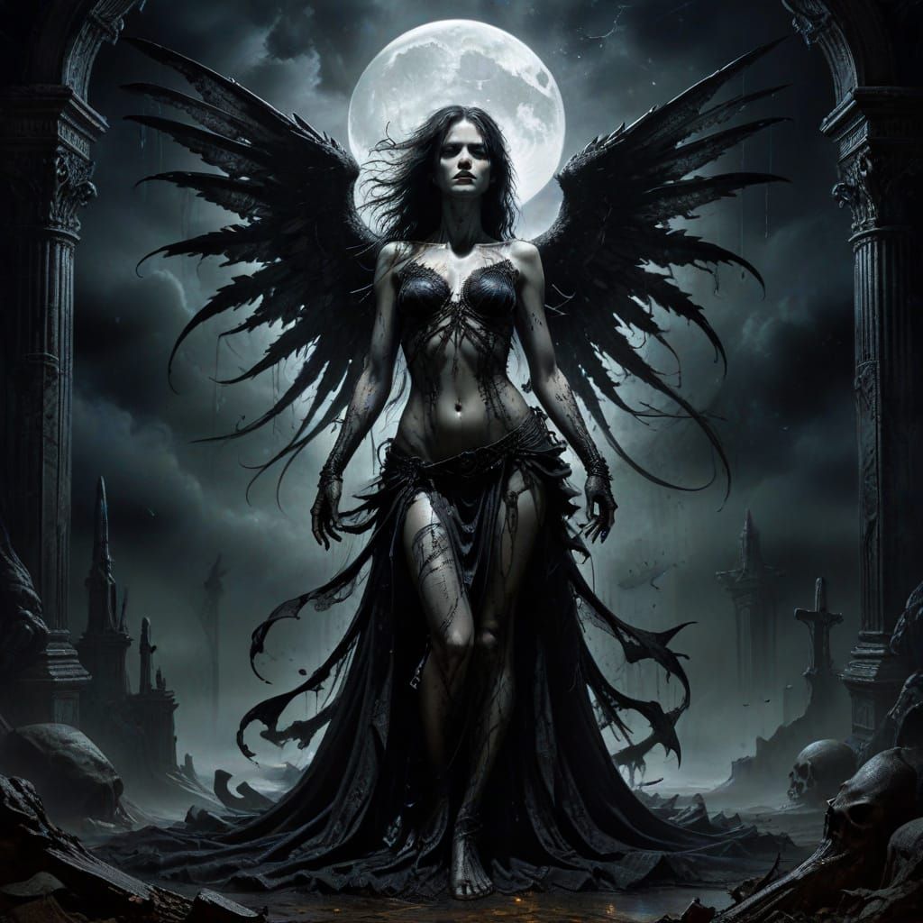 Ethereal Angel Rises from Graveyard Shadows