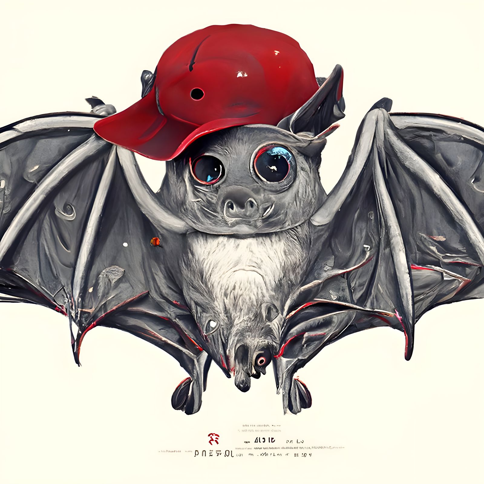 Cute Bat in Red Cap: Digital Illustration
