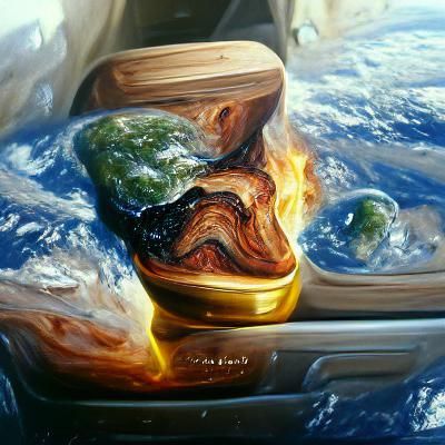 Earth Ablaze: A Godlike Oil Painting