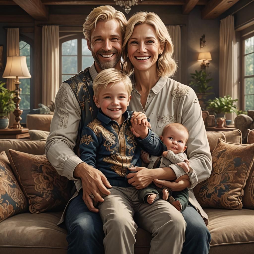 Family Portrait with Baby in Fantasy Style