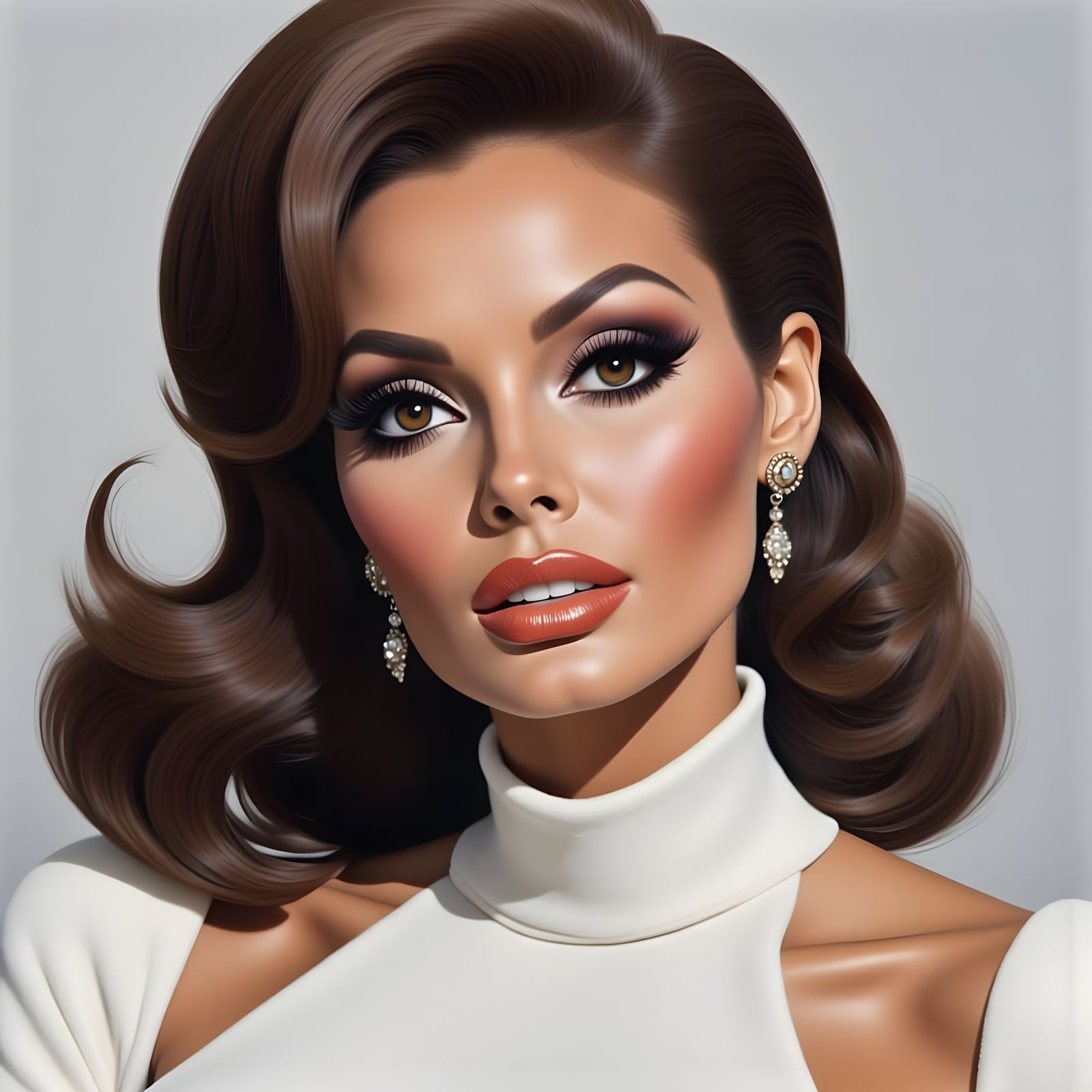 Raquel Welch Pinup Impasto Painting in Expressionist Style