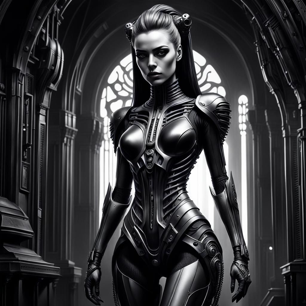 Gothic Cyberpunk Female Portrait in Hyperrealistic Style