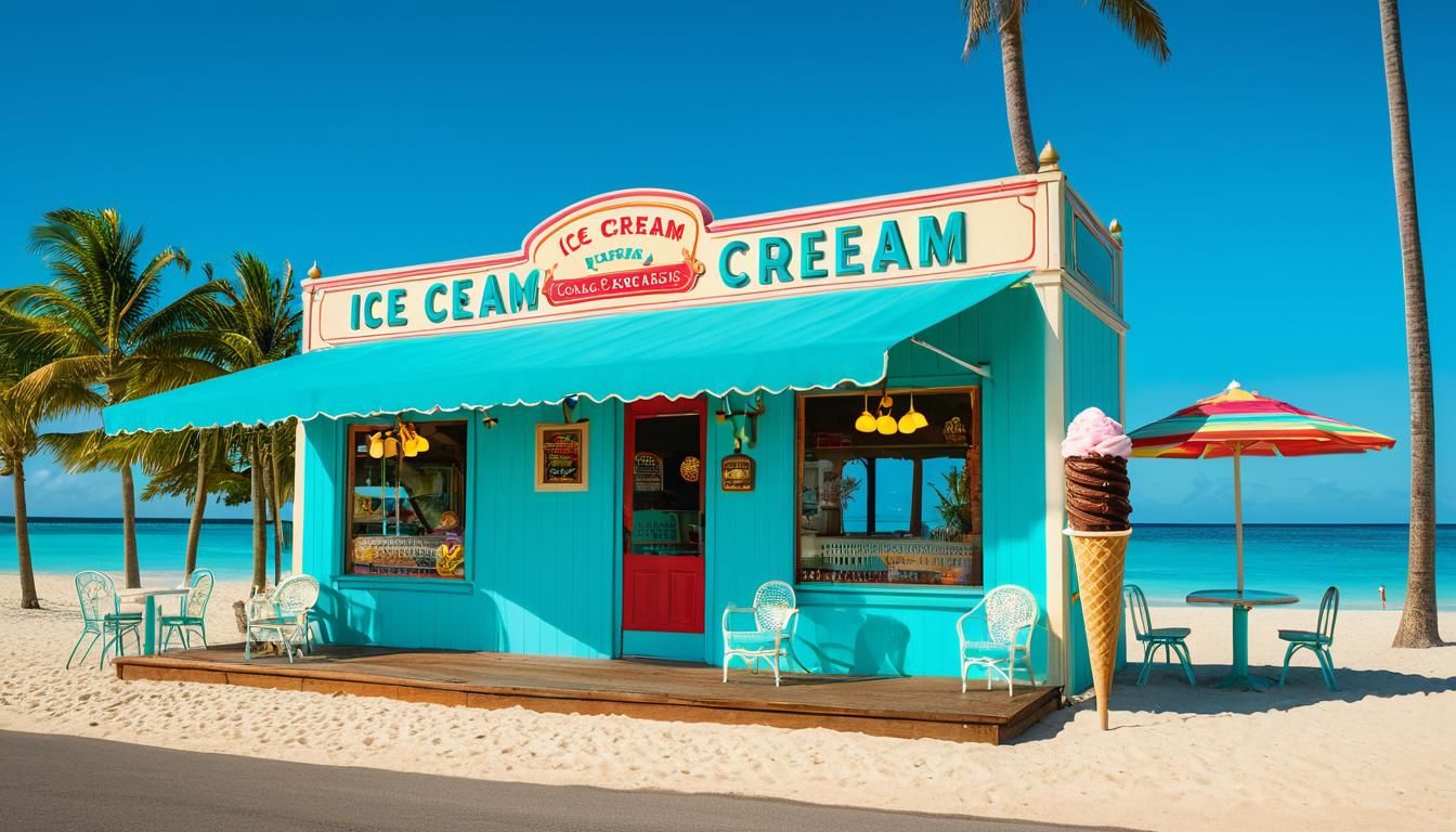 Ice cream parlor on a tropical beach
