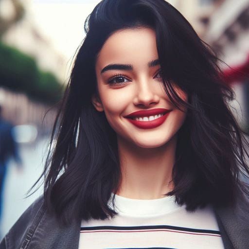 Happy Tunisian Woman Walking, Splash Art Style