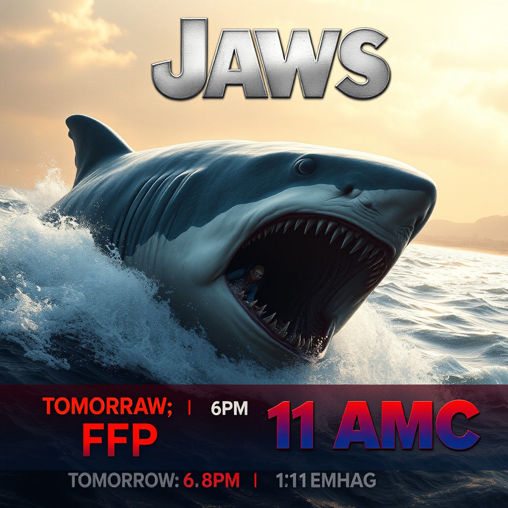 Great Shark Breaching Surface in Matte Painting Style