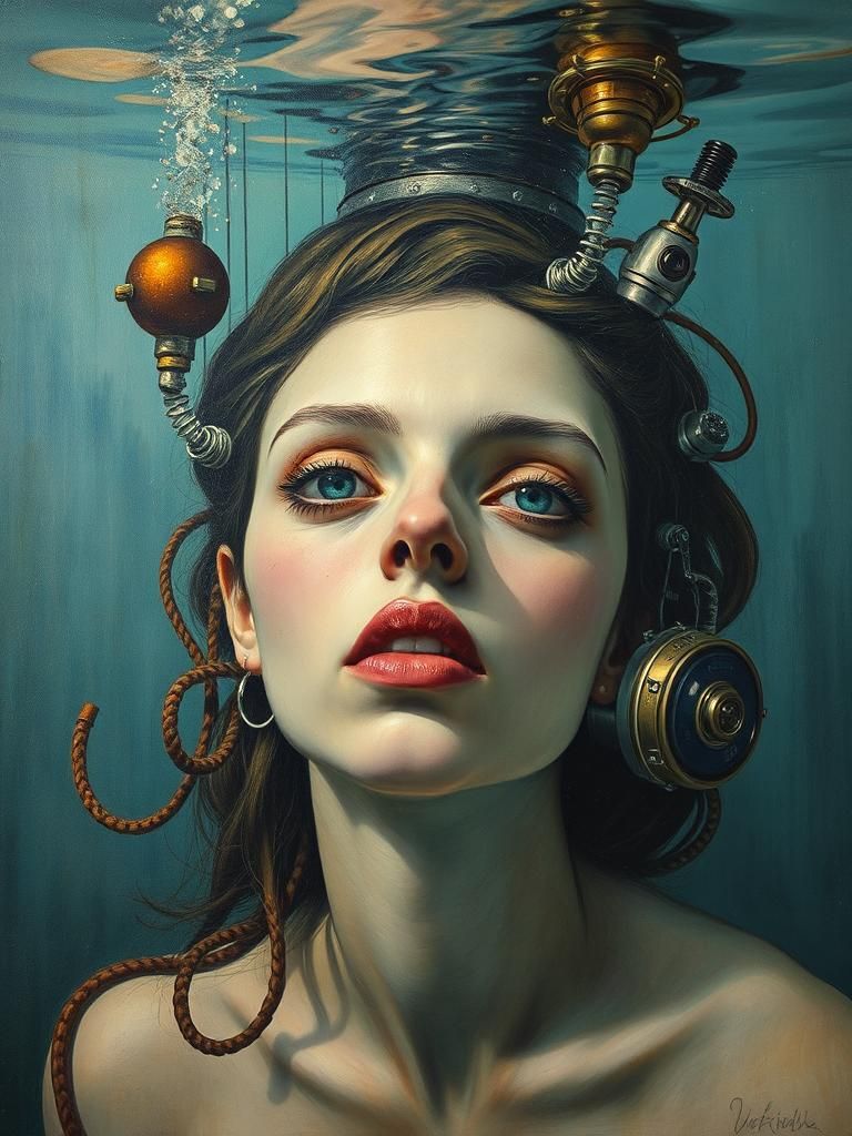 Pre-Raphaelite Submechanophobia: Underwater Surreal Portrait