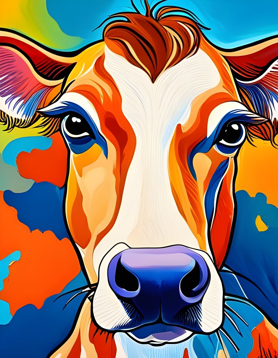 Jersey Cow in Watercolor and Ink Art