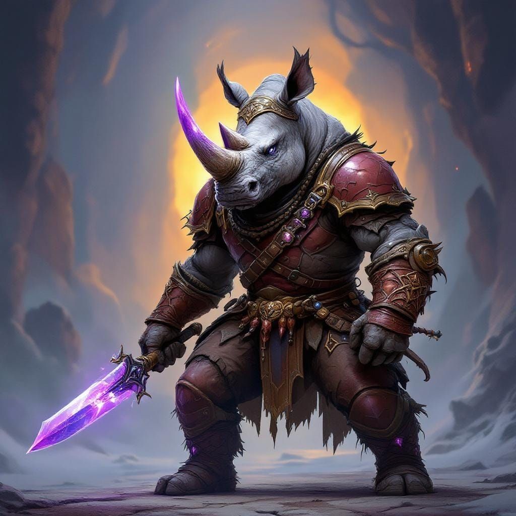 Rhino Rogue in Fantastical Style with Crystalline Horn