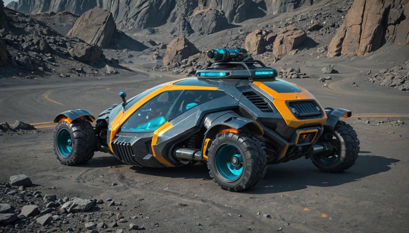 Cyberpunk Bubble Car on Alien Planet
