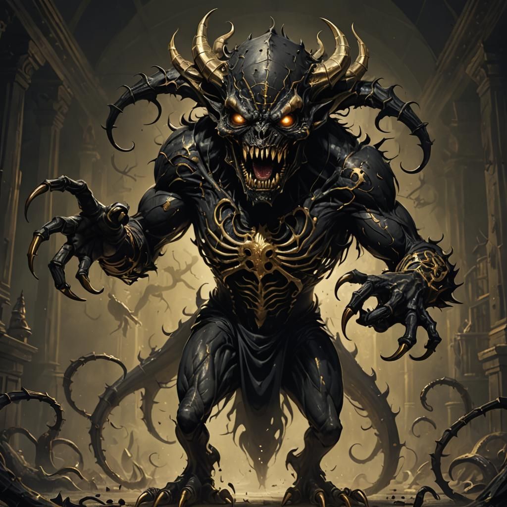 Dark Academia Horror Creature with Claw Fingers