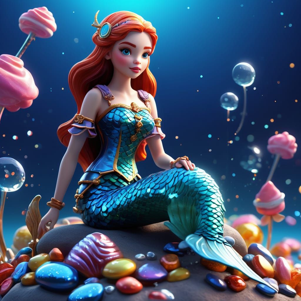 Steampunk Mermaid in Candy Art Style