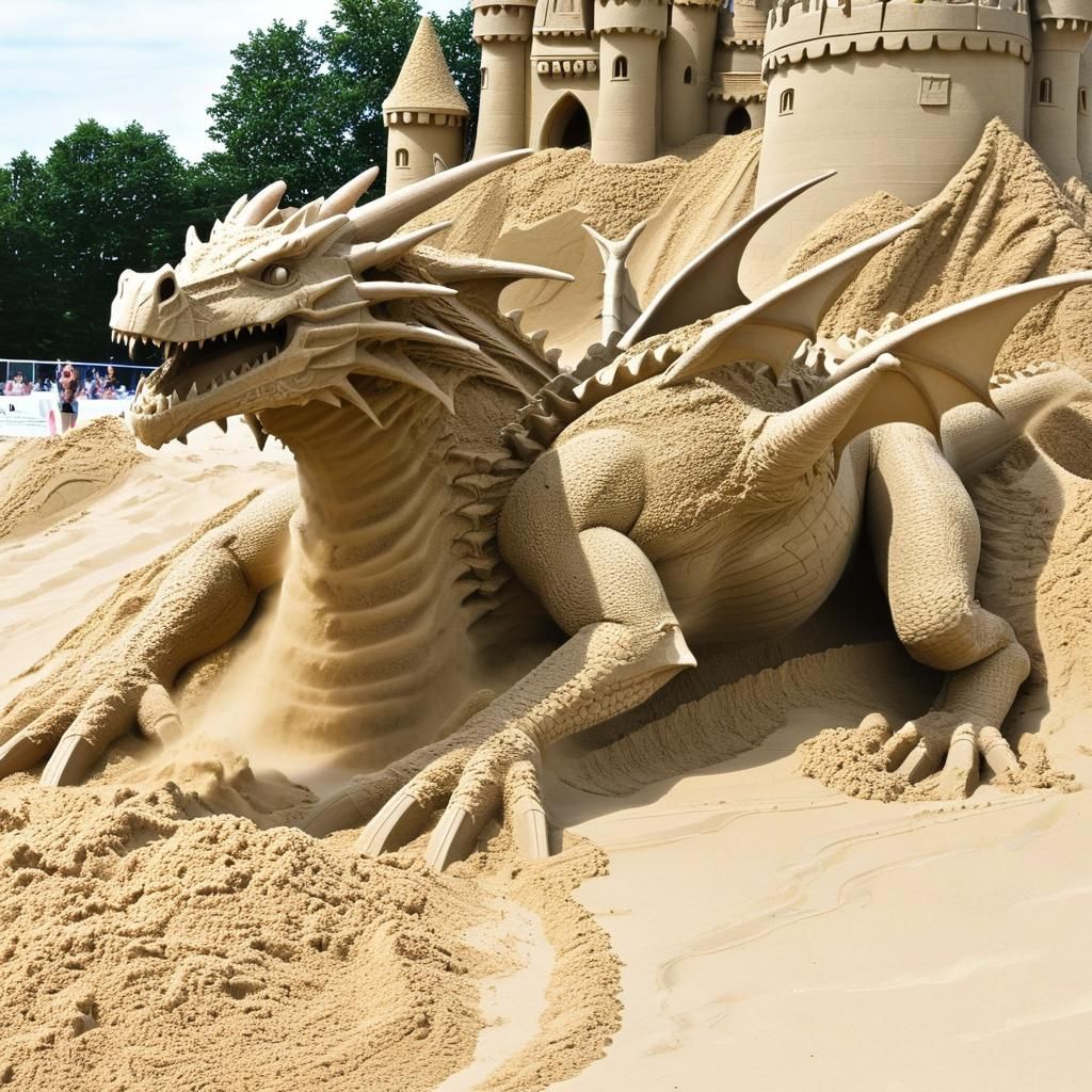 Sand Castle Under Attack by Sand Dragon