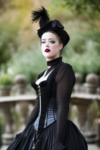 Amber Heard in a Gothic Victorian Dress