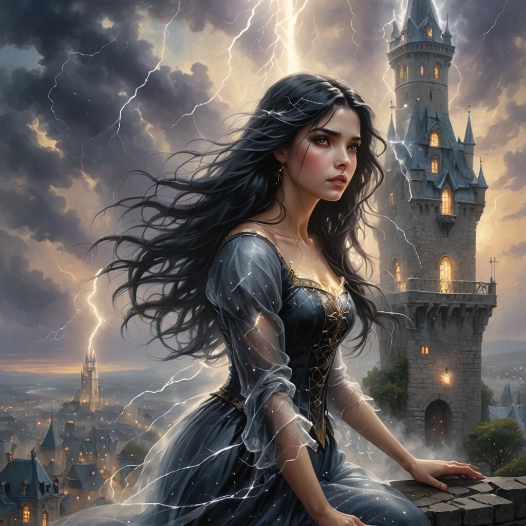 Silver-Eyed Witch in Tower Emits Lightning