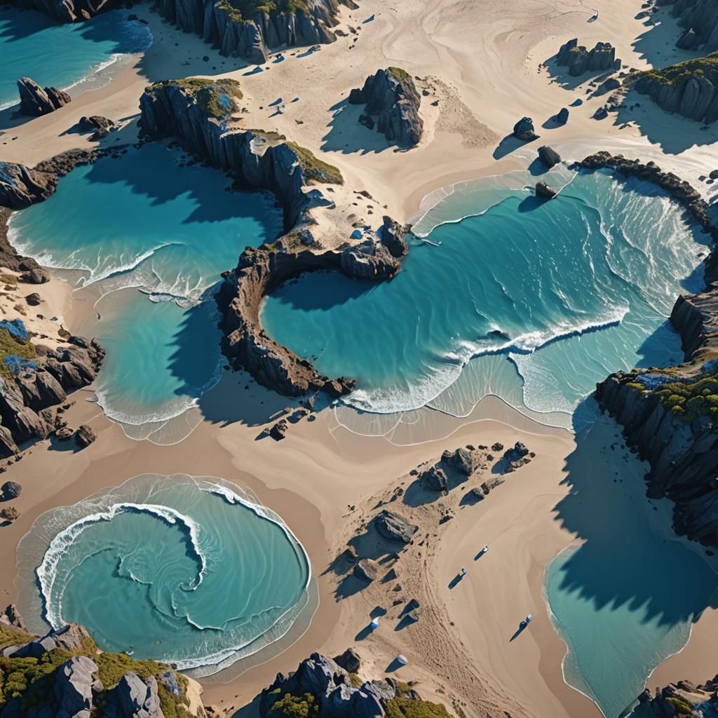 Surreal Blue Beach Matte Painting