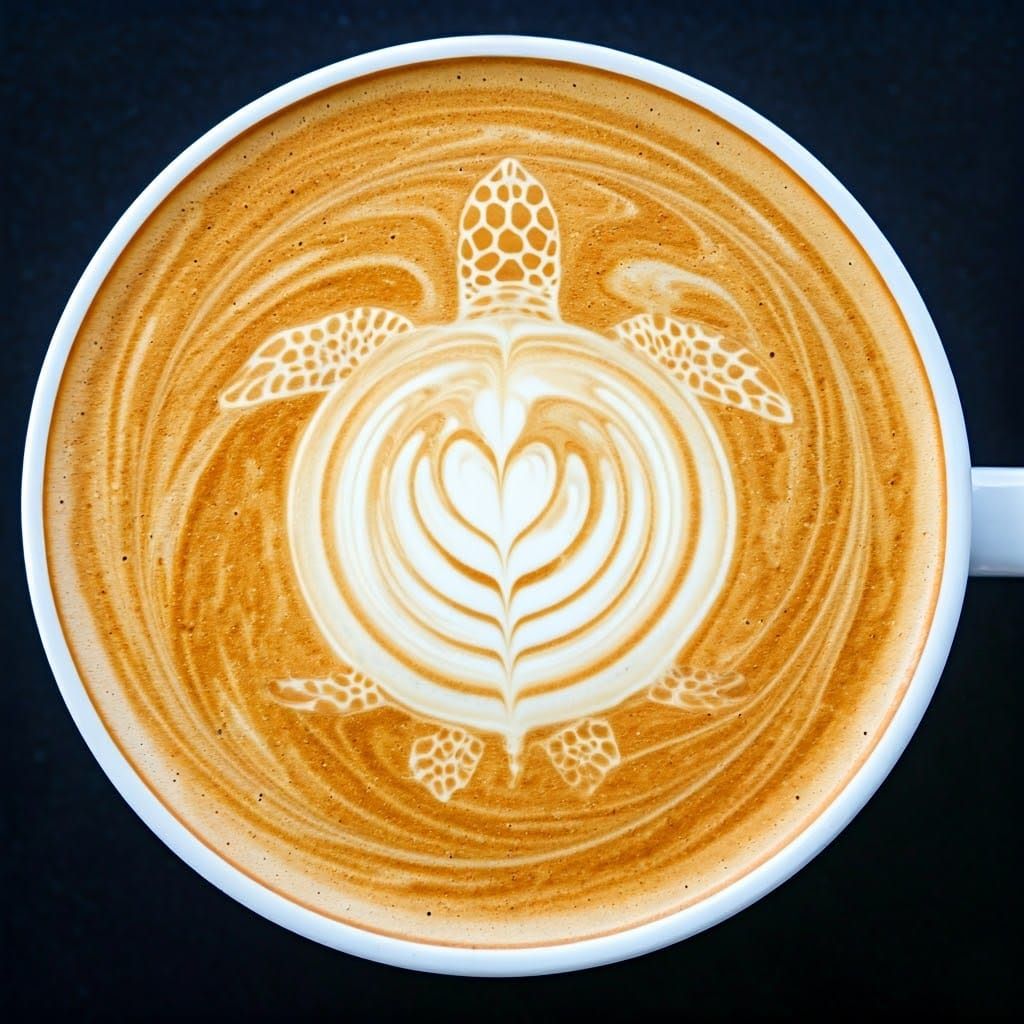 Latte Turtle: Abstract Coffee Composition