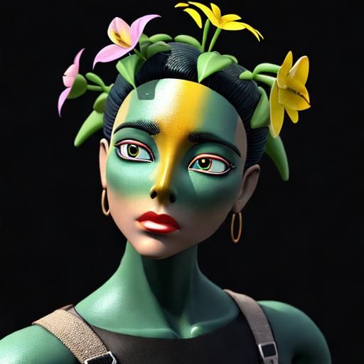 Psychedelic Floral Faces in Vivid Colors