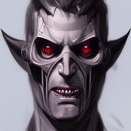 Sinister Cyborg Portrait in Dark Style