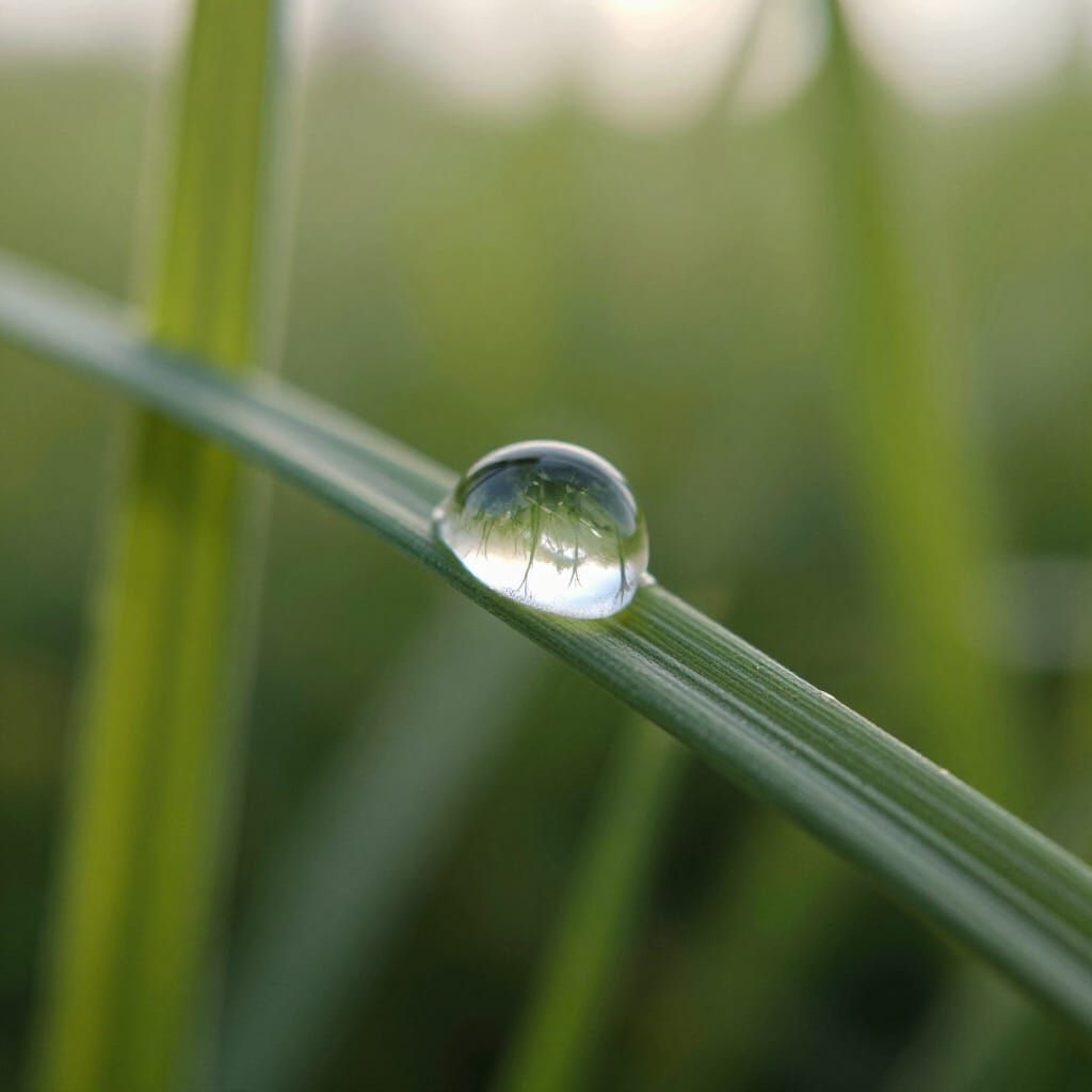 Photorealistic Dewdrop Macro Shot at Dawn