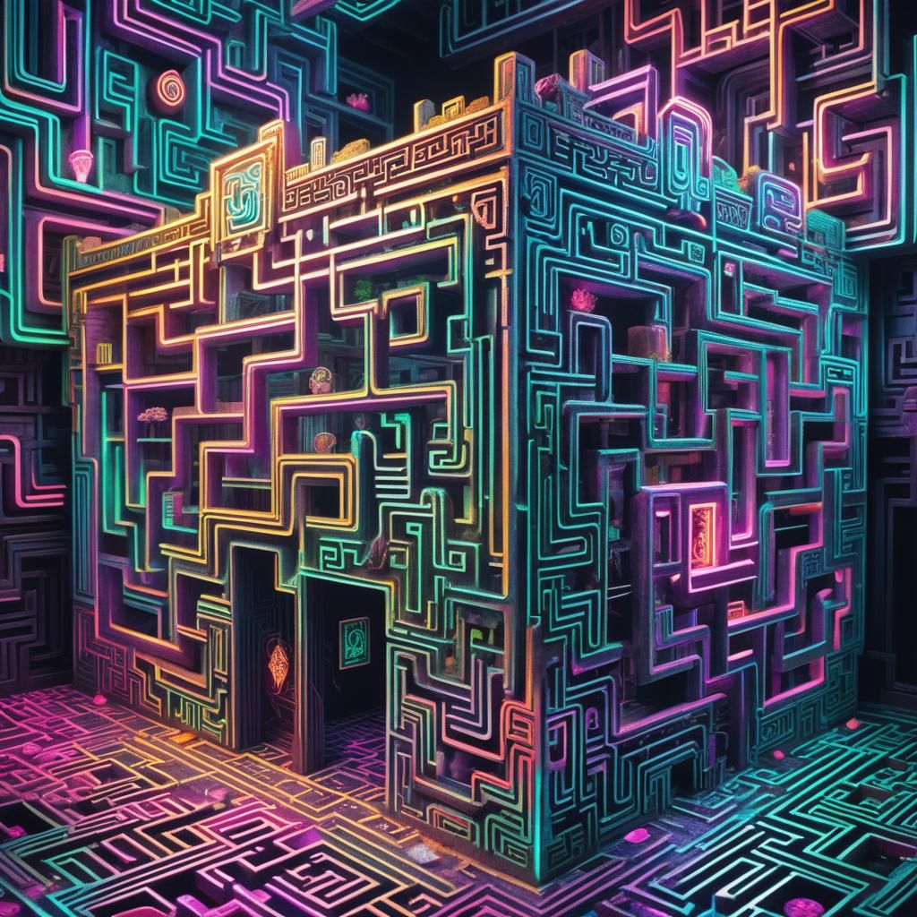 Neon Iridescent Maze with Traps