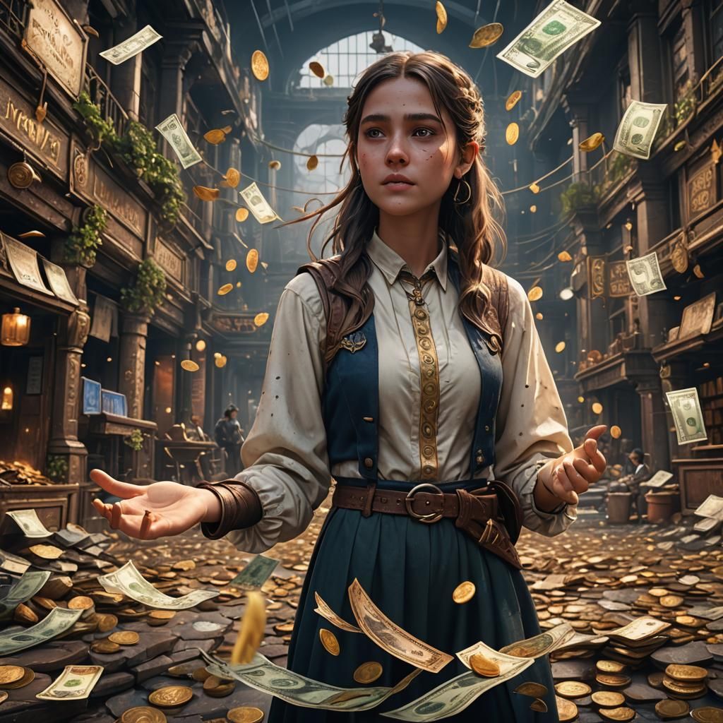 Girl Demanding Money: Detailed Matte Painting