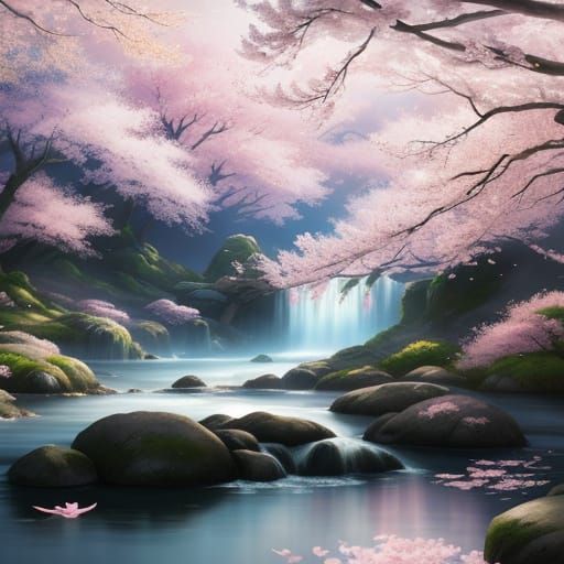 Anime Alien Creature in Japanese Watercolor Landscape