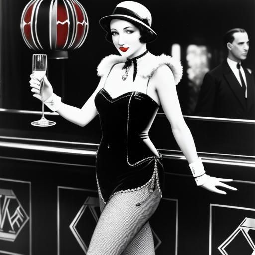 Art Deco Lady at Moulin Rouge, 1930s Paris