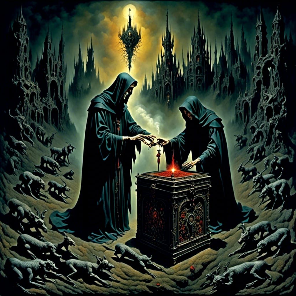 Paul stands before the Reverend Mother, his hand trembling s...