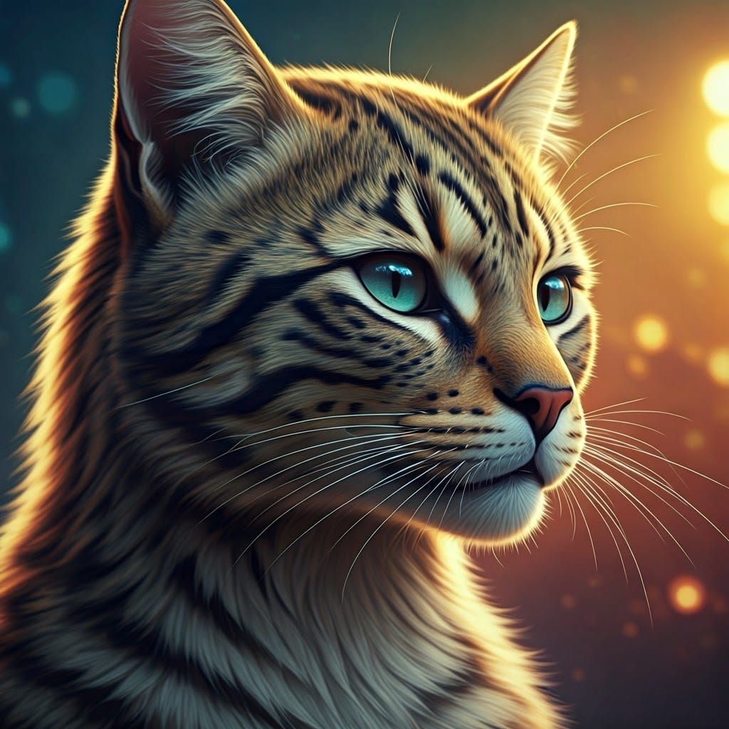 Hyperrealistic Feline Woman Portrait in Anime Style