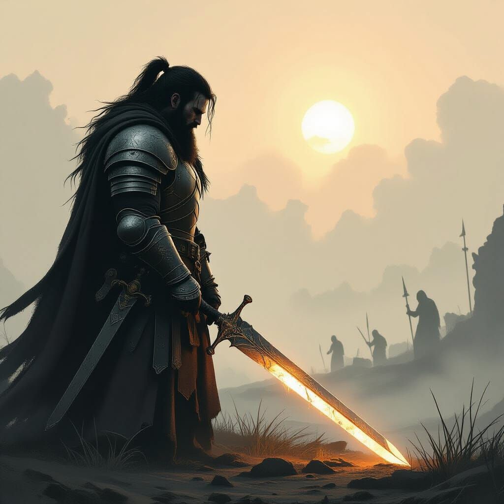 Haunted Warrior Reluctantly Grasps Ancestral Sword