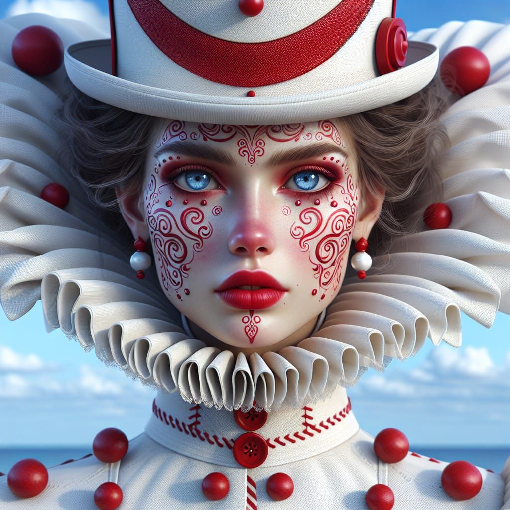 Woman in Circus Outfit with Red Accents