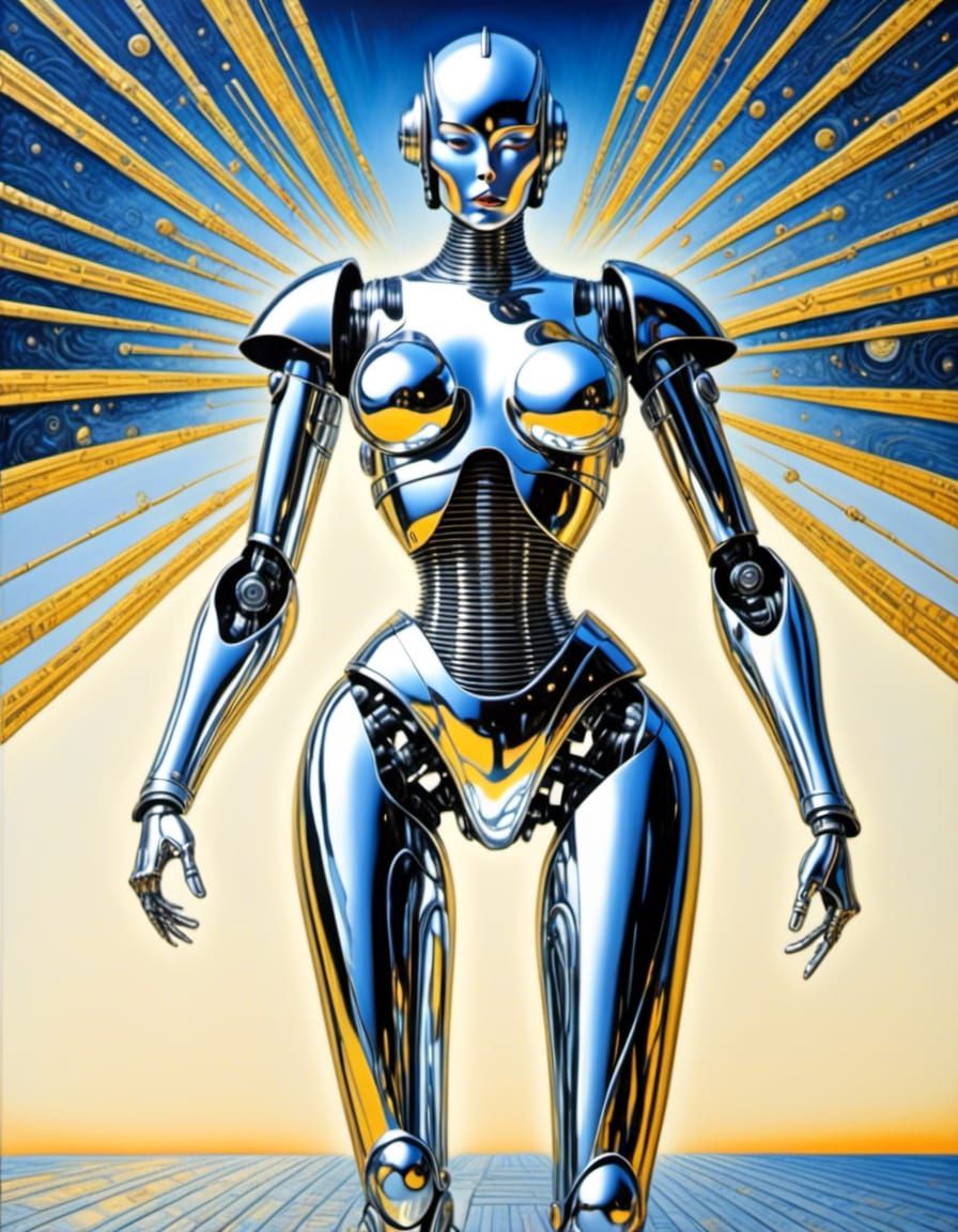chromium plated robot pinup