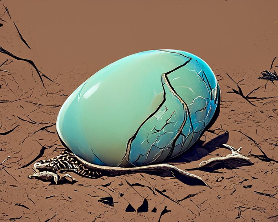 Turquoise Dinosaur Egg in Egyptian Art Style