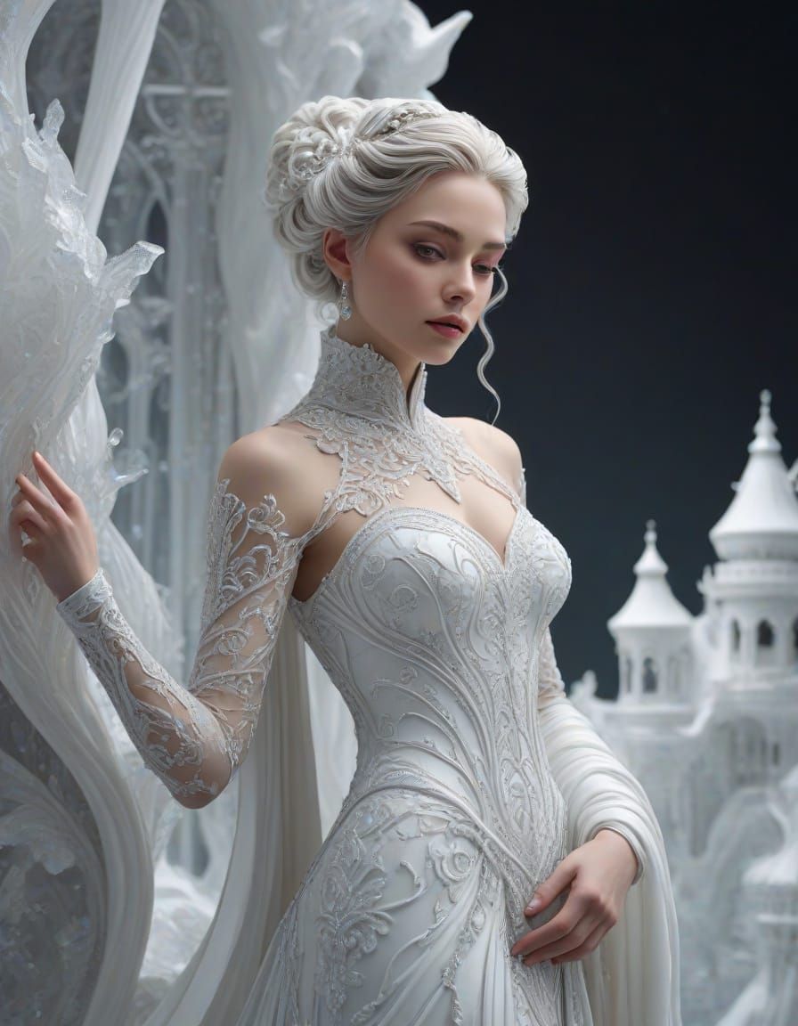 Renaissance Woman with Ice Sculpture Hair