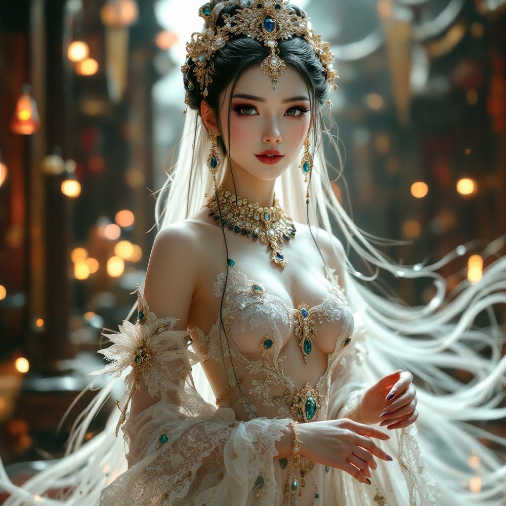 Beautiful Chinese Deity in Royal Palace