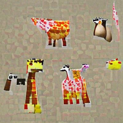 Cow Pig Giraffe Emu Llama Mix