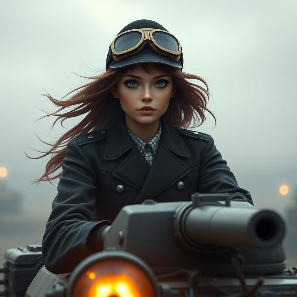 WWII Officer on Tank in 3D Anime Style